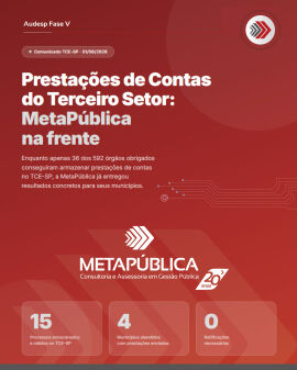 Imagem da notícia MetaPública conclui com sucesso implantação da Prestação de Contas Eletrônica do Terceiro Setor